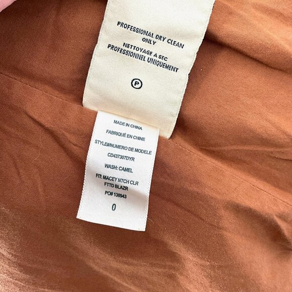 Alice + Olivia Macey Notched Collar Fitted Blazer Camel Brown Corduroy Size 0 - Picture 12 of 12